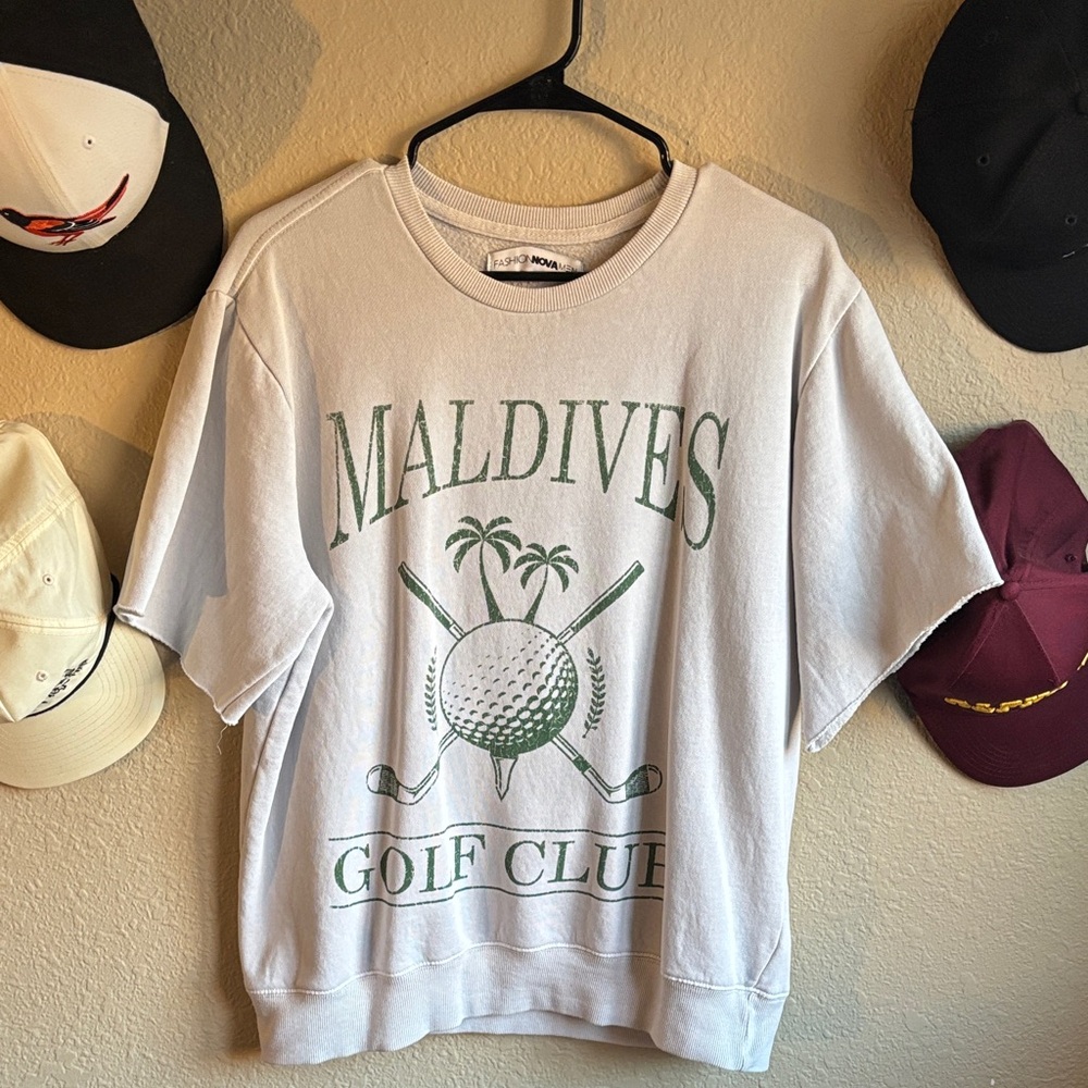 Fashion Nova White and Green Maldives Golf Club Tee